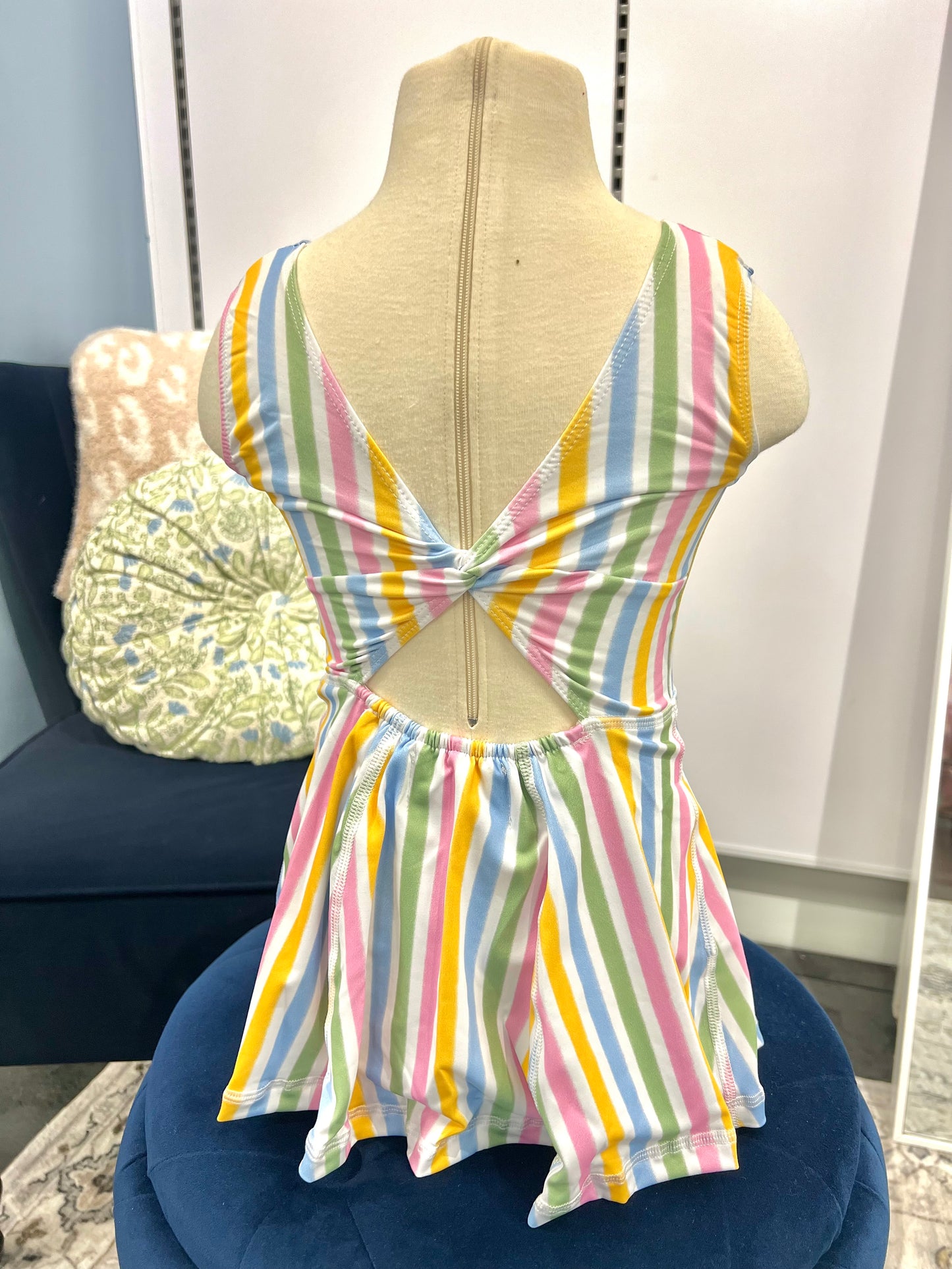 Little Girls Striped Romper Dress