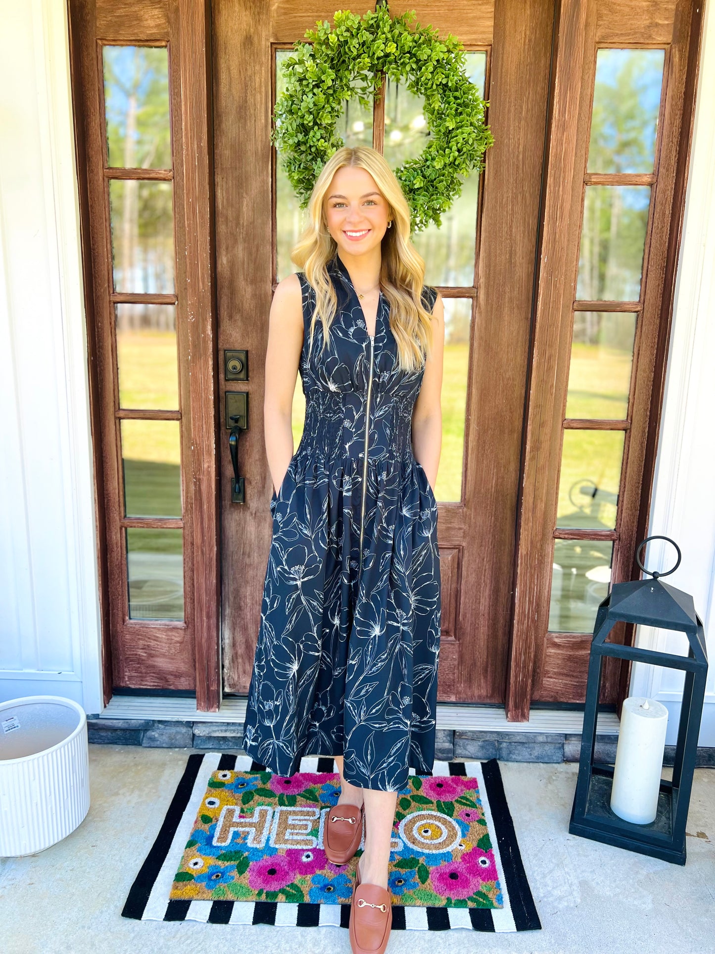Midnight Bloom Midi Dress