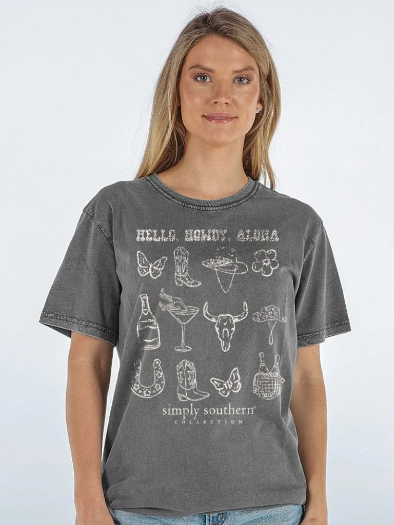 Howdy T-shirt in Charcoal | Simply Southern