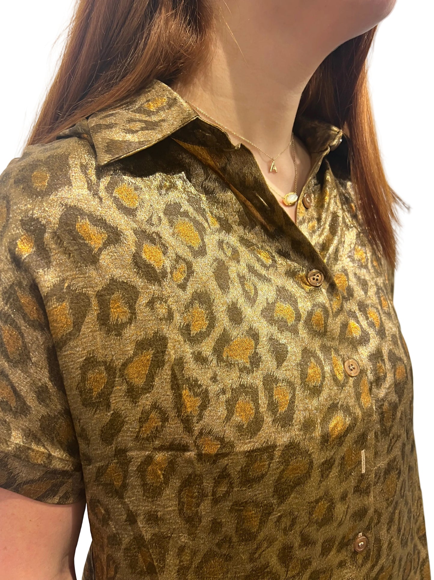 The Gold Metallic Leopard Blouse