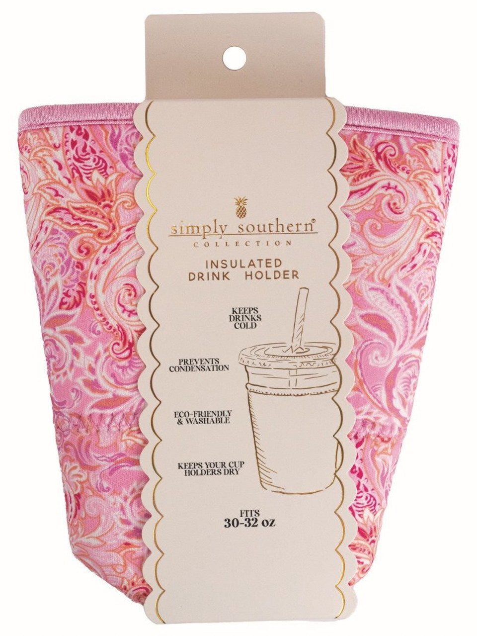 Simply Southern Drink Sleeve Pink Paisley