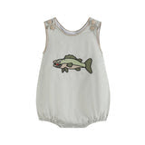 Toddlers Khaki Green Fish Bubble Romper