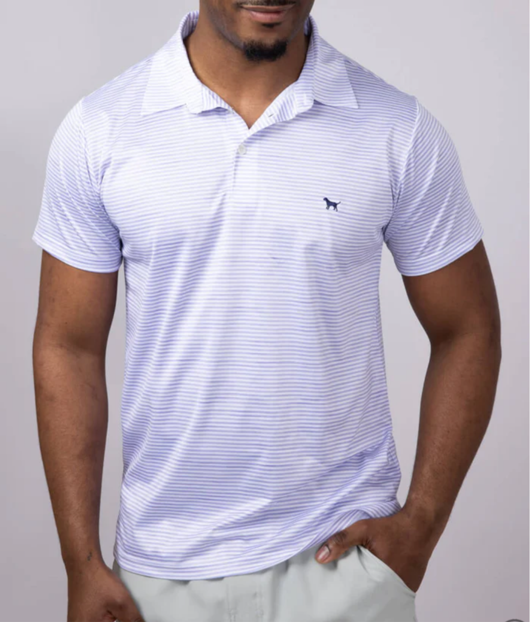 Men’s Polo in Purple Stripes | Simply Southern
