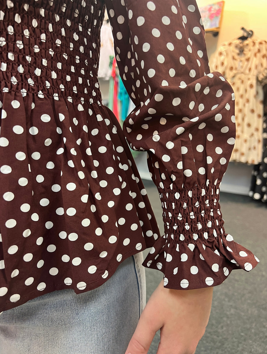 Penny Dot Smocked Top