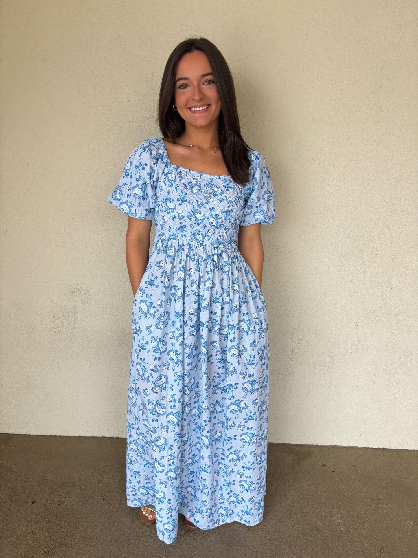 Blue Flower Maxi Dress | Simply Southern
