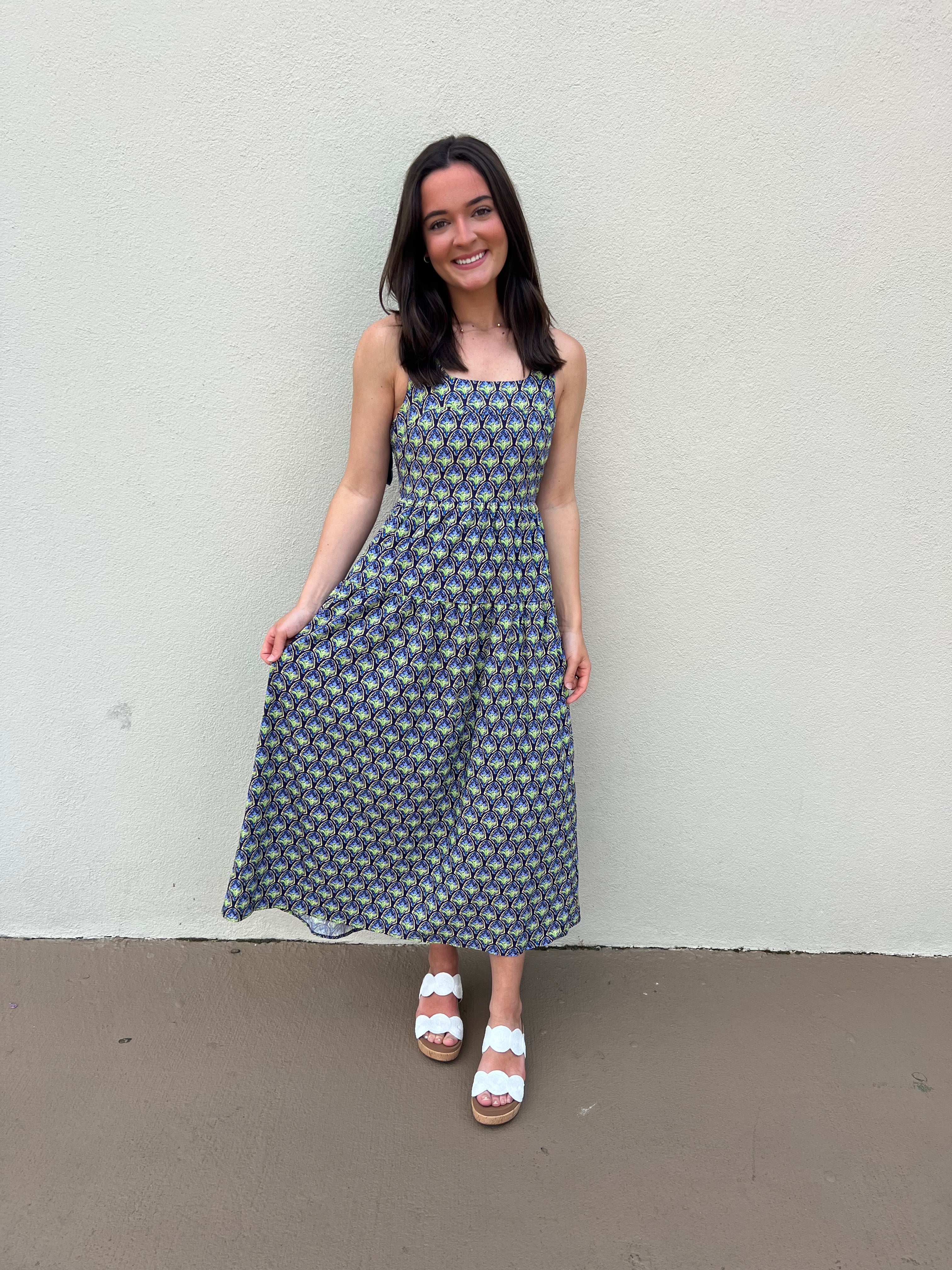 knee length dresses for ladies Hattie Dress in Cornflower Blue Lace main image 0