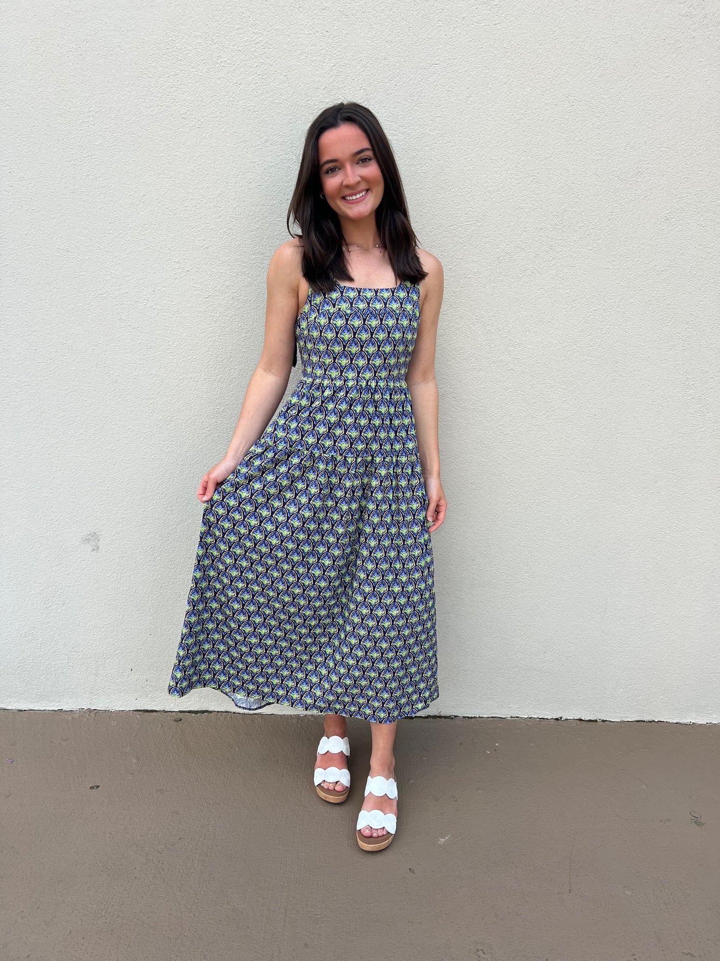 Folk Floral Midi Dress