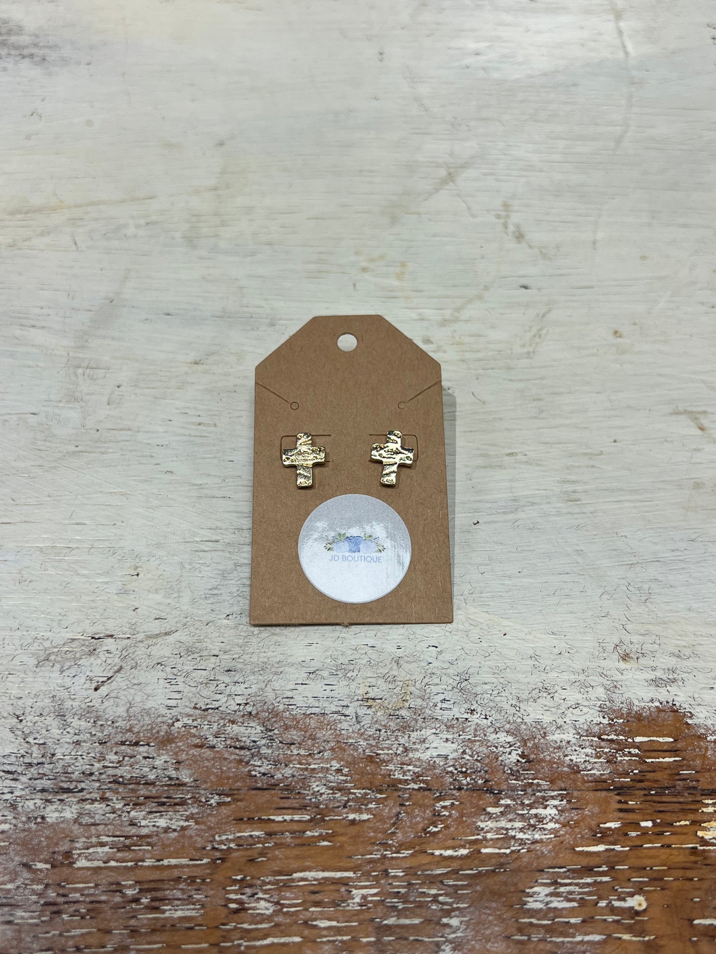 Textured Cross Earrings