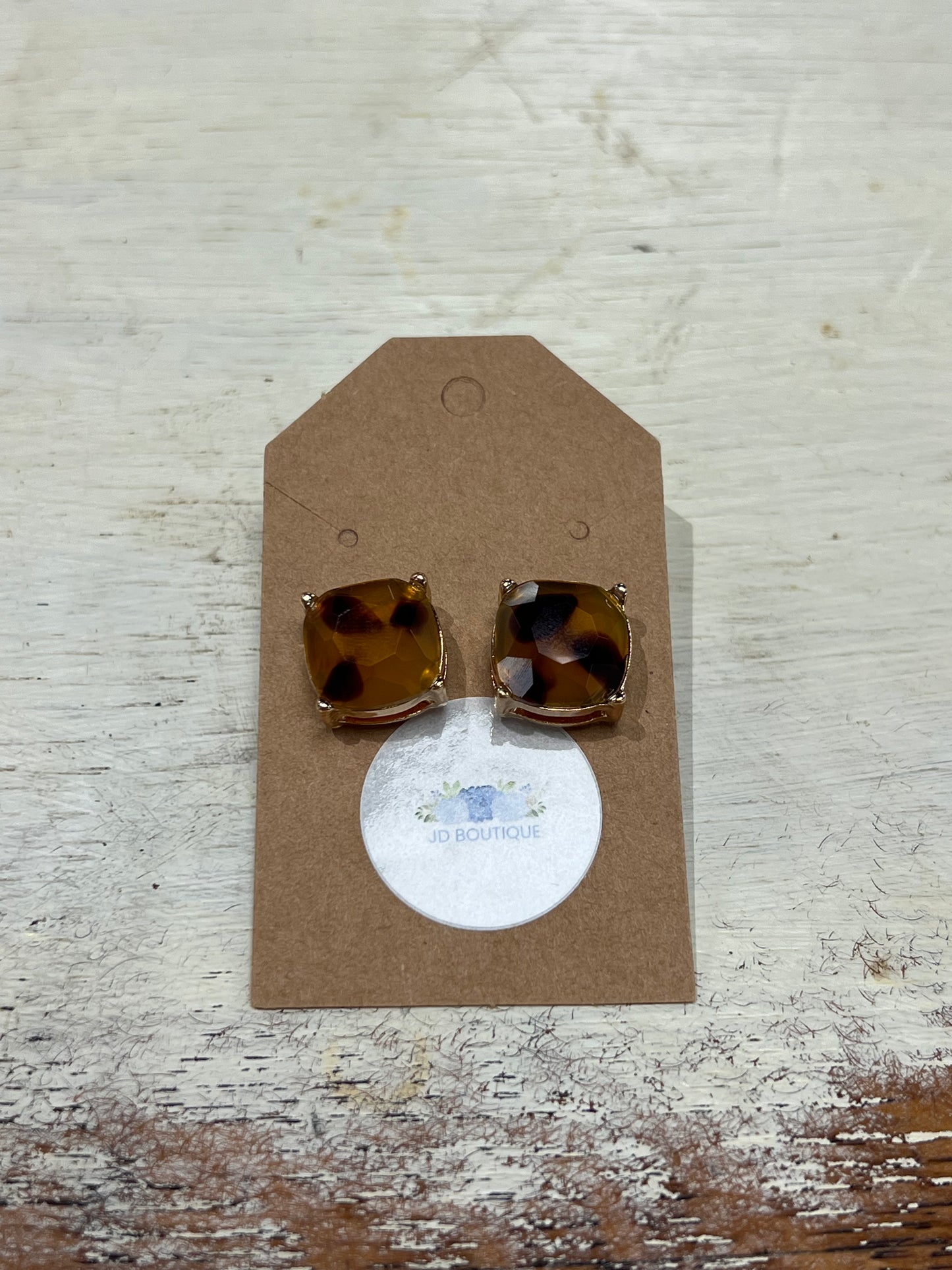 The Square Tortoise Shell Studs