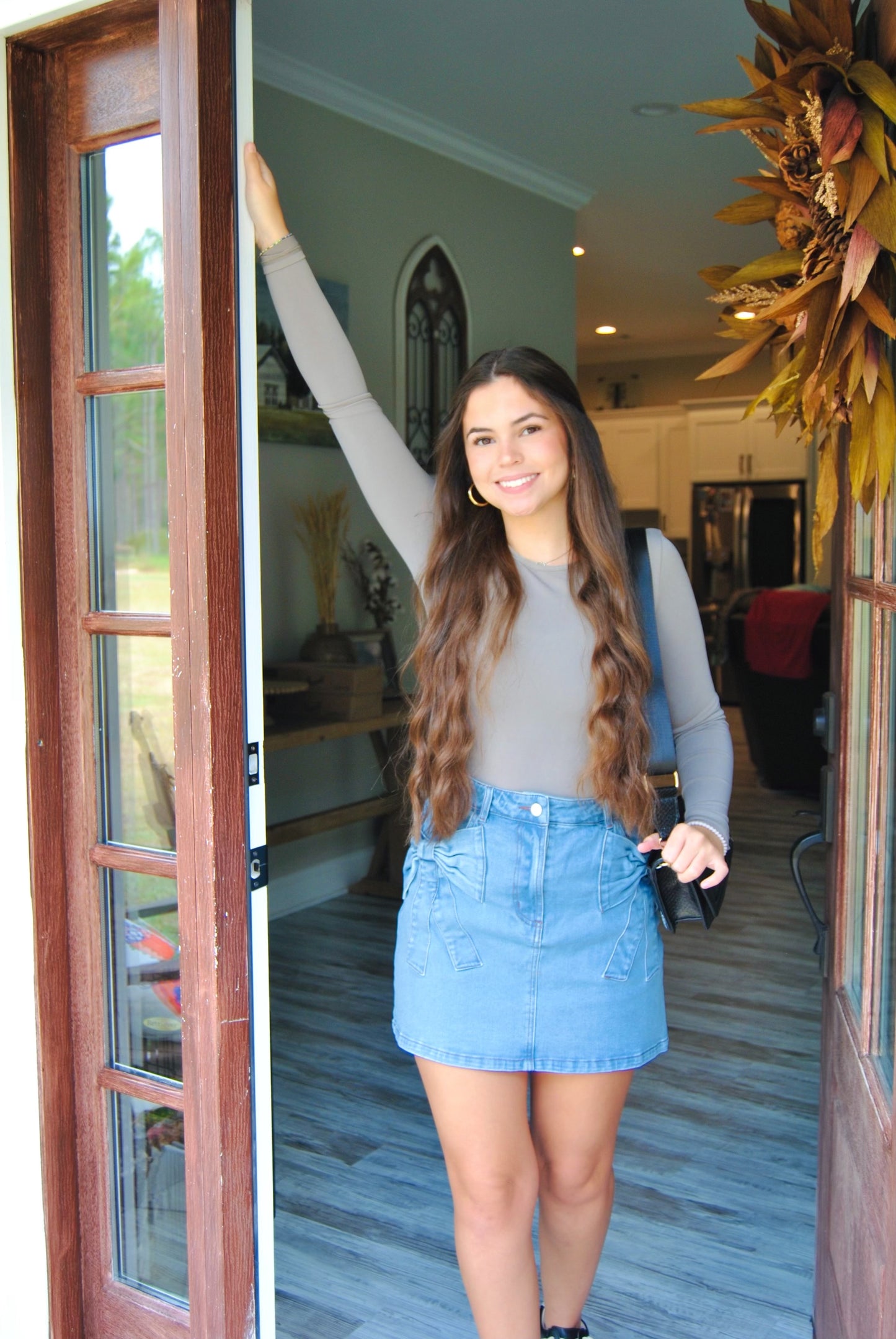 Bella-Bow Denim Skirt