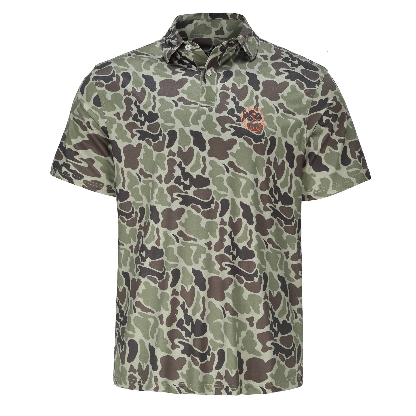 Honey Hole Outdoors Performance Polo in Woodland Camo