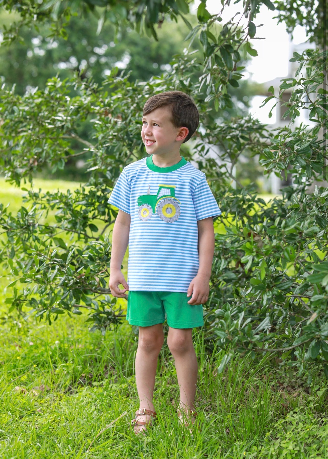 Blue Tractor Stripe Set