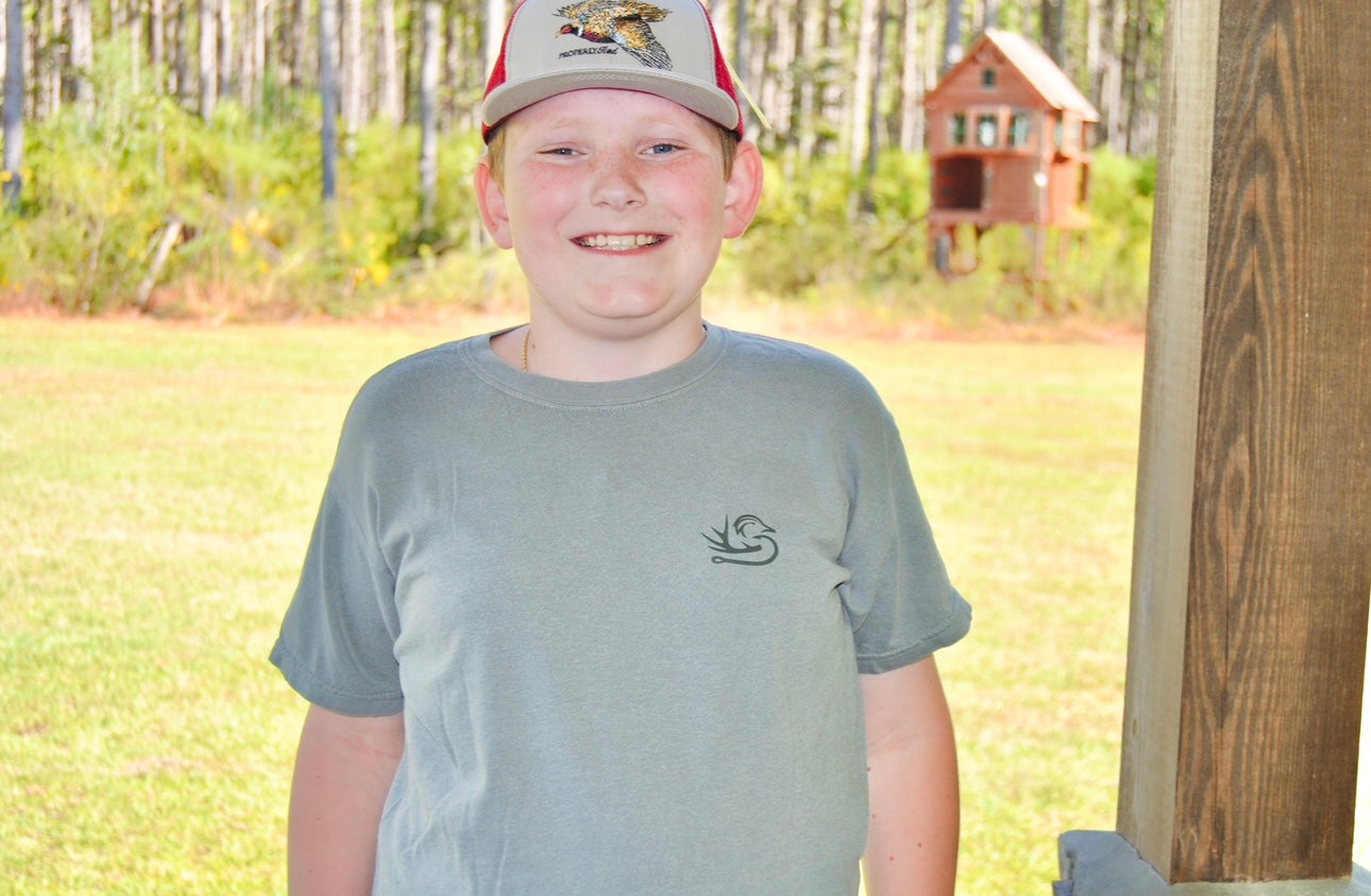 Duck Camo Youth Tee in Gray