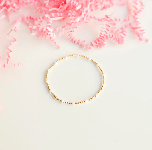 Beaded Blondes White Dainty Poppi Bracelet