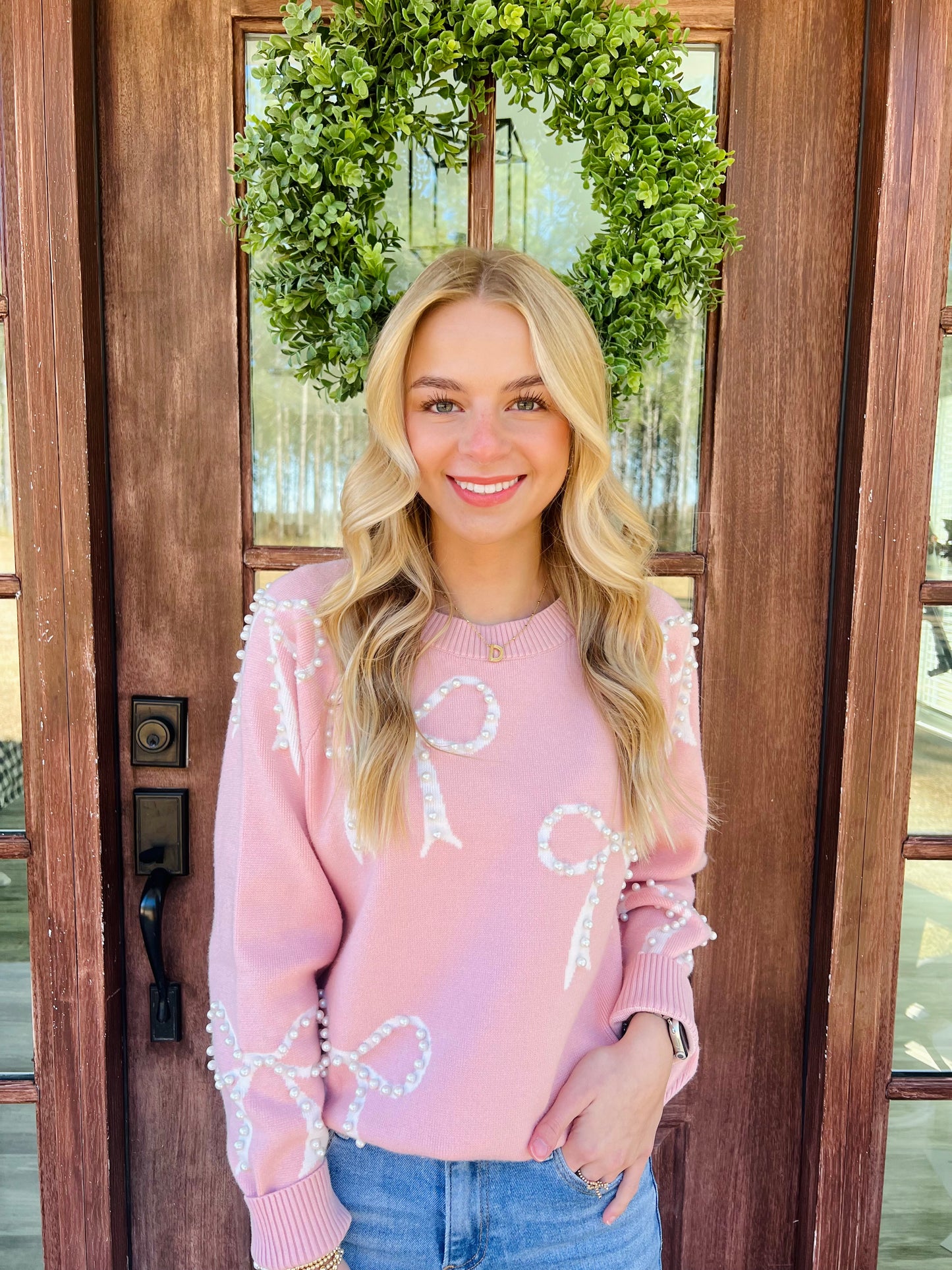 Gracie Pearl Bow Sweater