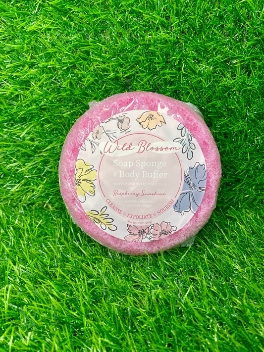 Wild Blossom Soap Sponge and Body Buffer in Raspberry Delight