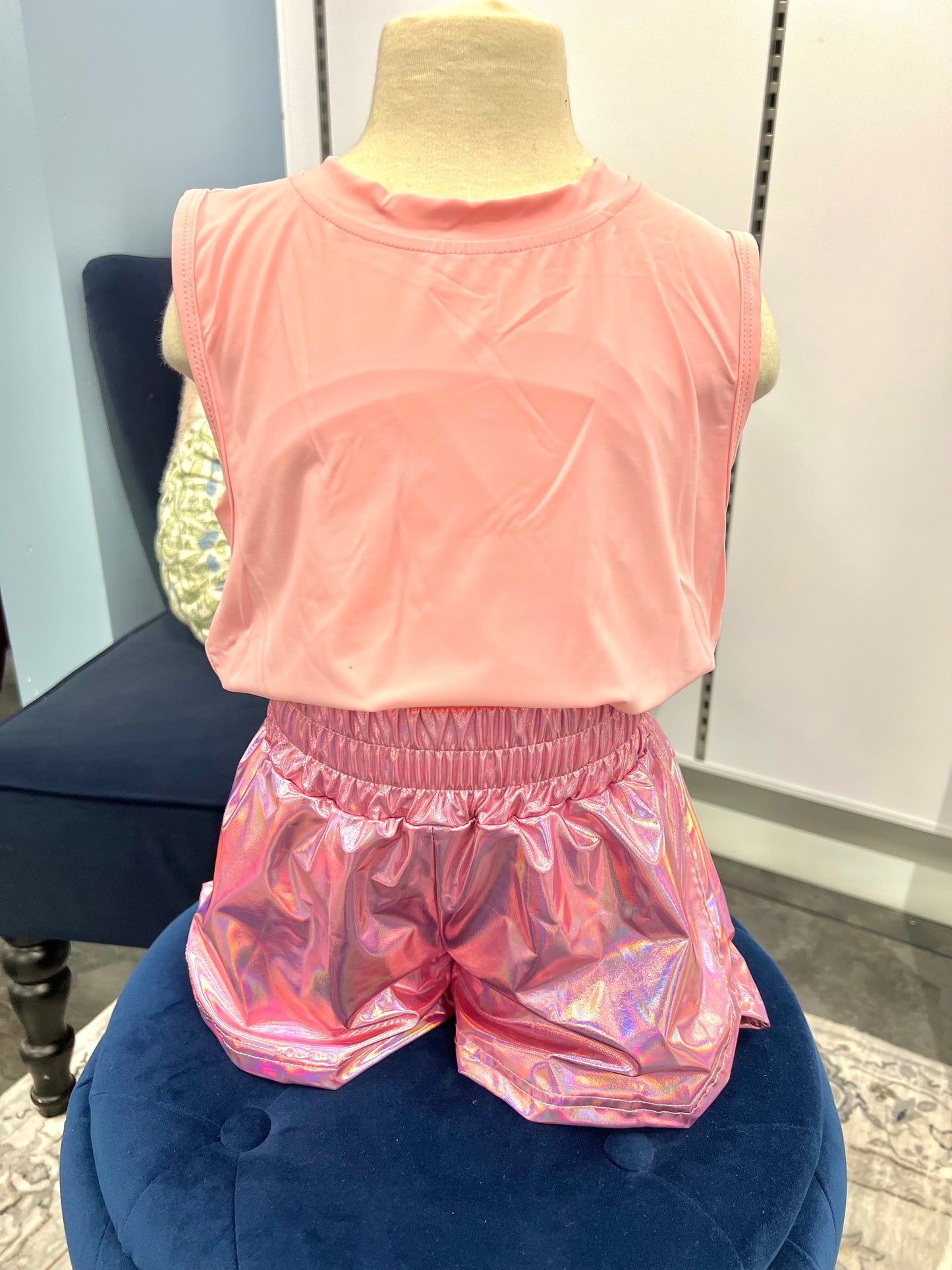 Little Girls Pink Metallic Shorts