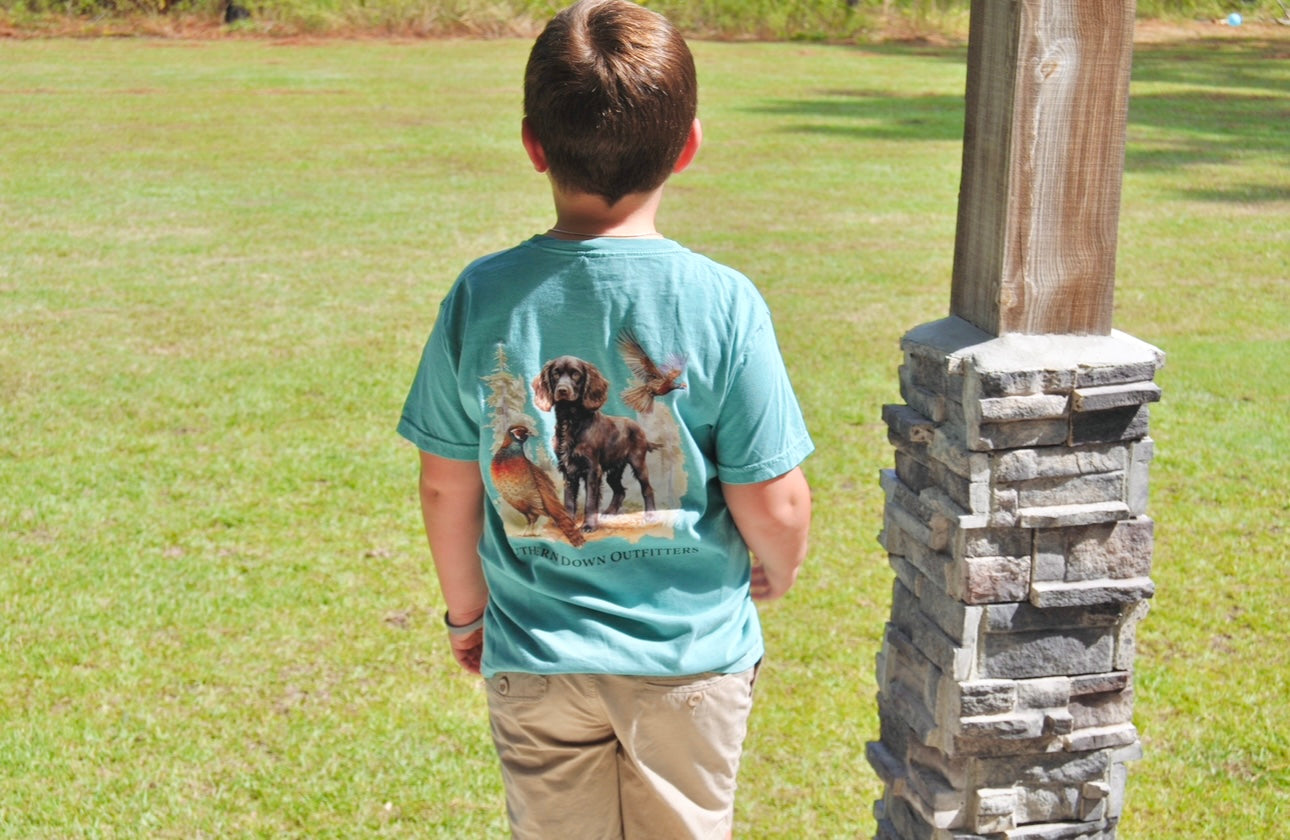 Pheasant Brittany Youth Tee in Teal