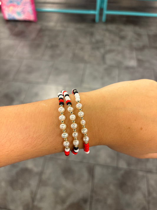 Beaded Blondes Game Day Tatum Sprinkle Bracelet in Red & Black