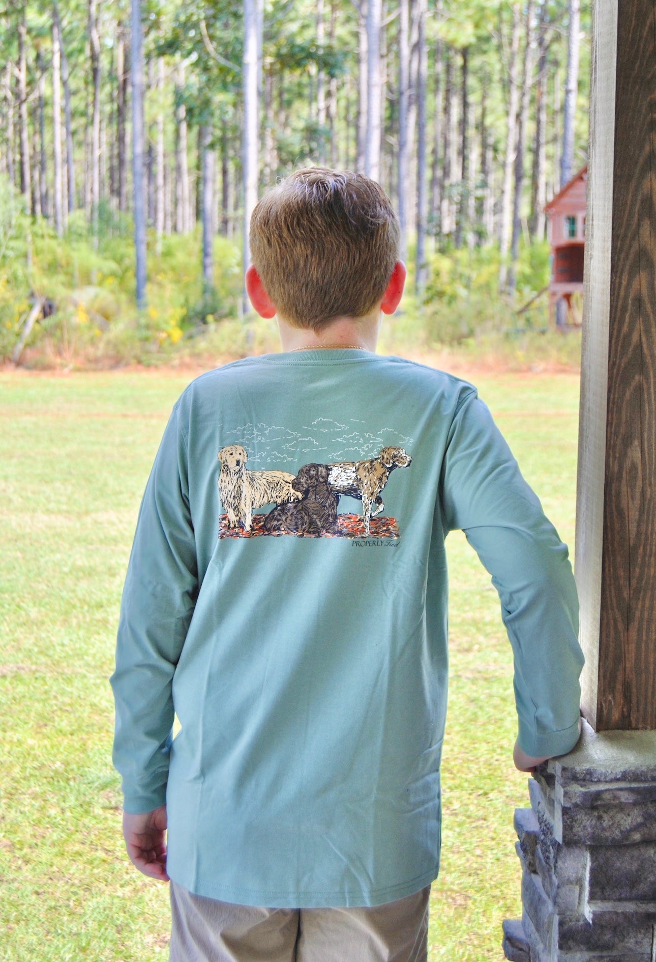 Boys Properly Tied Hunting Dog Long Sleeve Tee