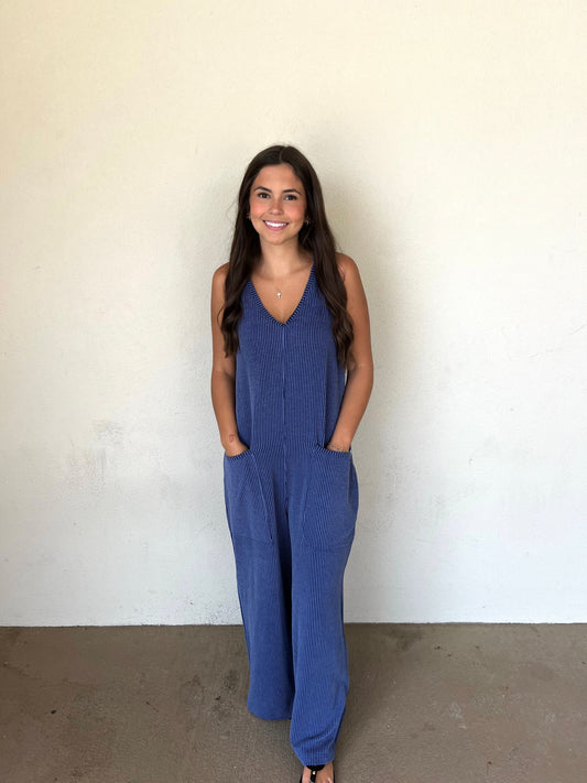 Simply Southern Knit Jumpsuit in Navy