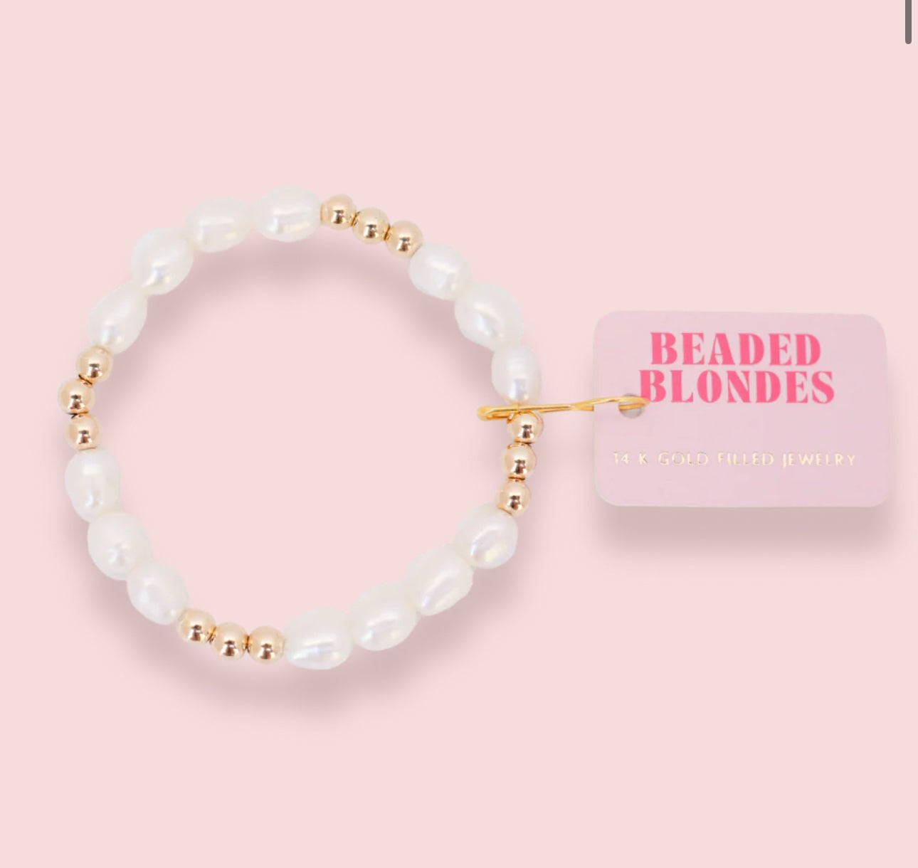 Beaded Blondes Willow Pearl Bracelet in Gold