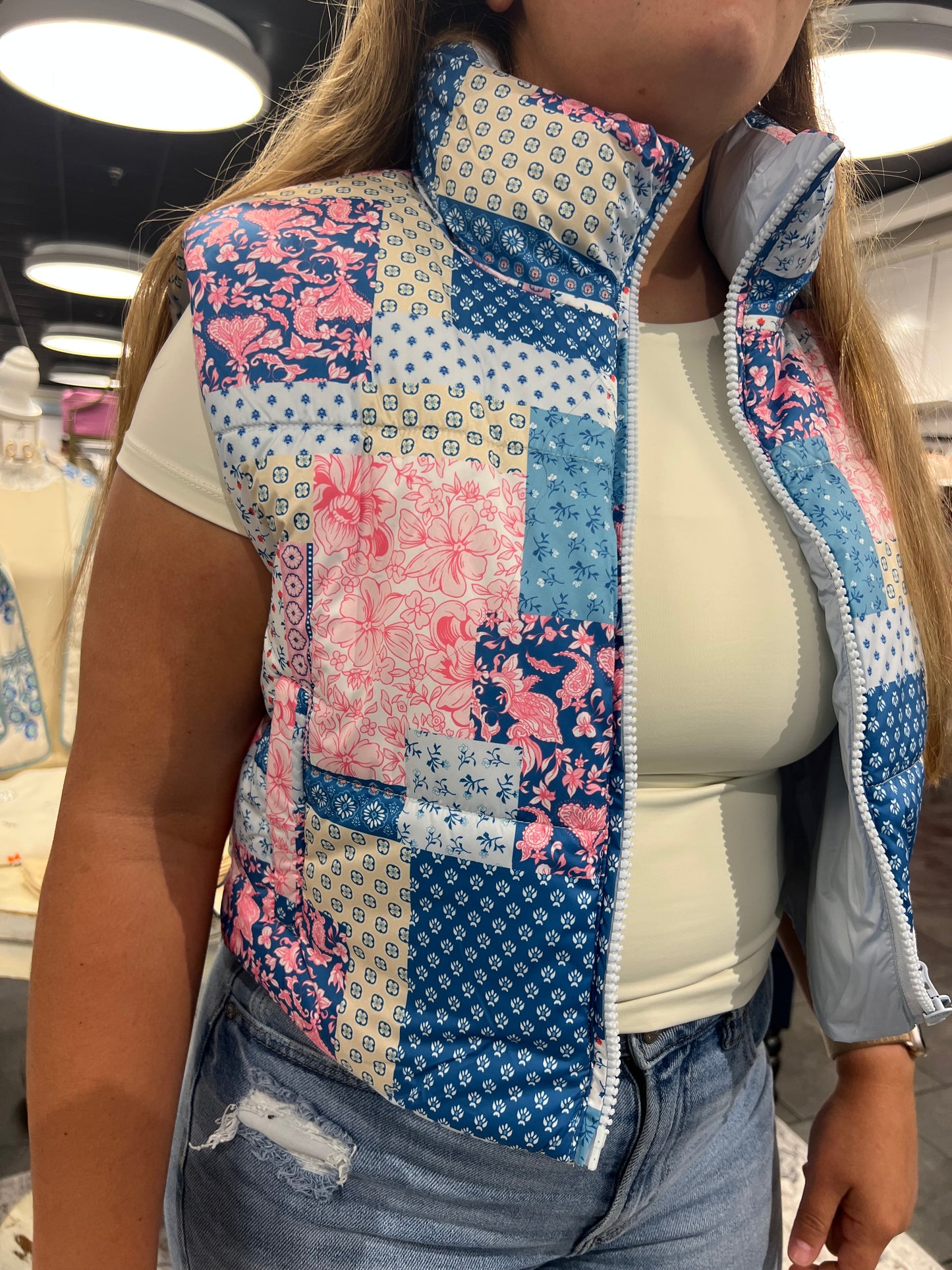 Petal Patchwork Puff Vest