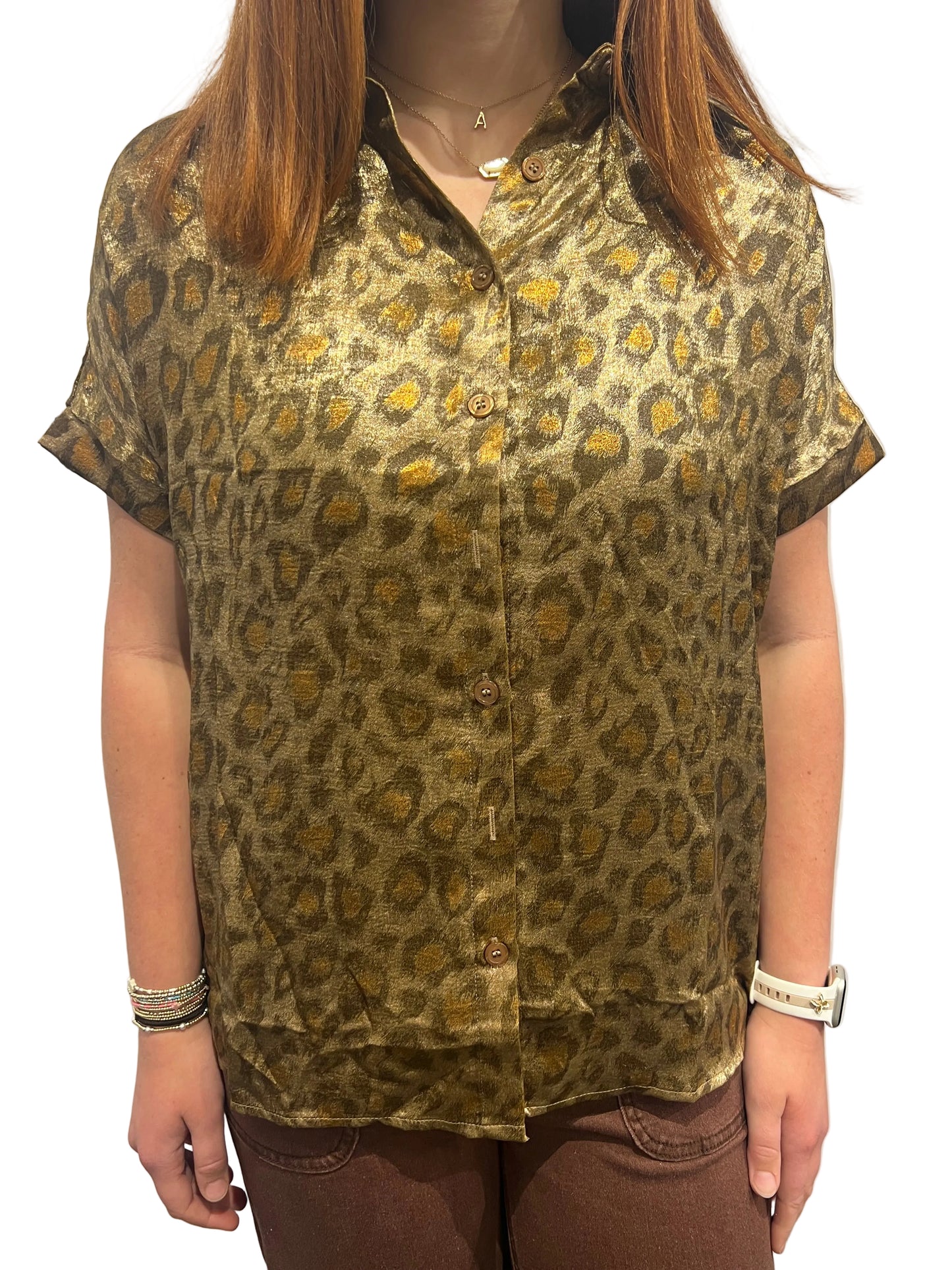 The Gold Metallic Leopard Blouse