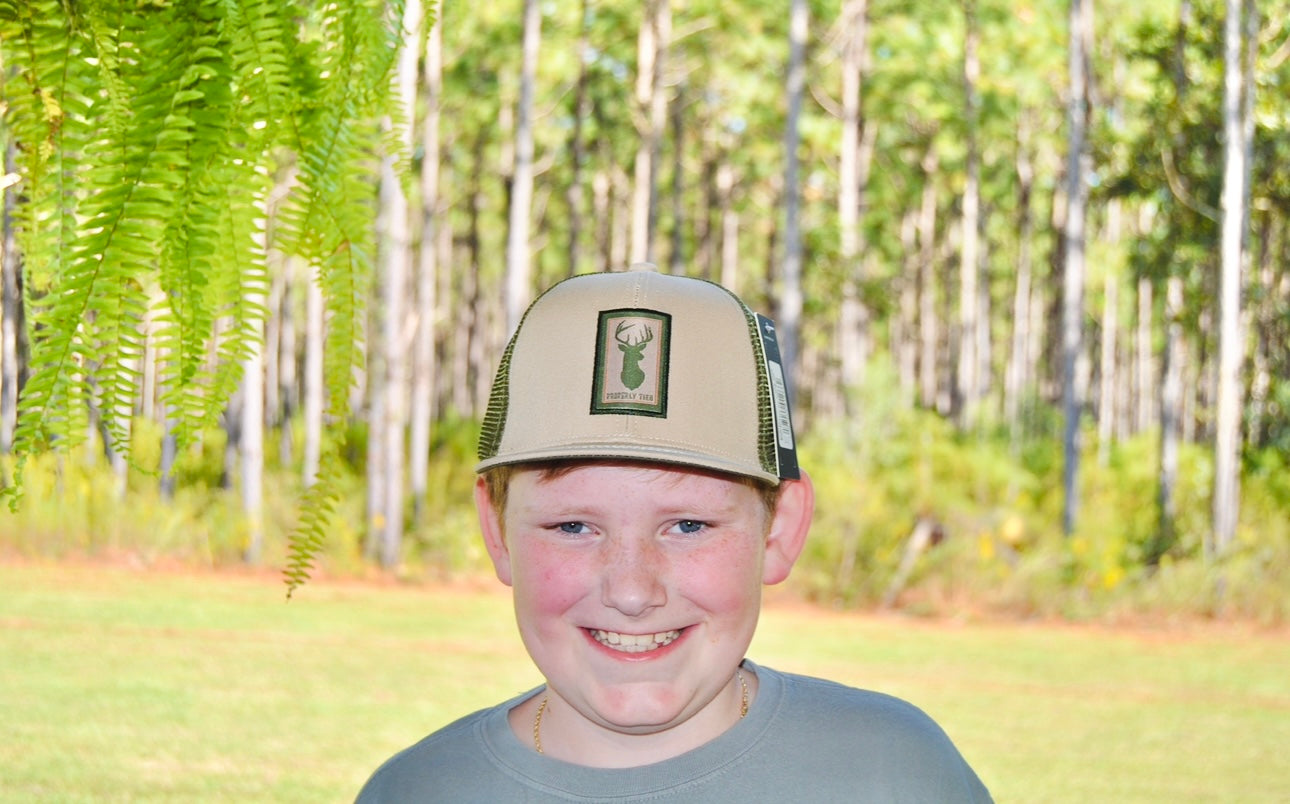 Properly Tied Boys Trucker Hat Deer Mount