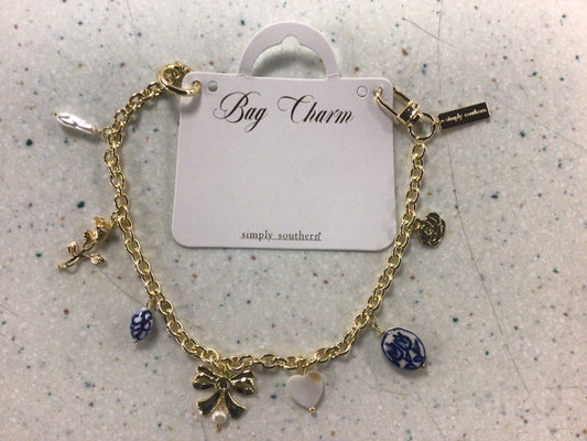 The Simply Southern Blue and White Bow Bag Charm