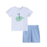 Toddler Boys Blue Gingham Golf Hole Set