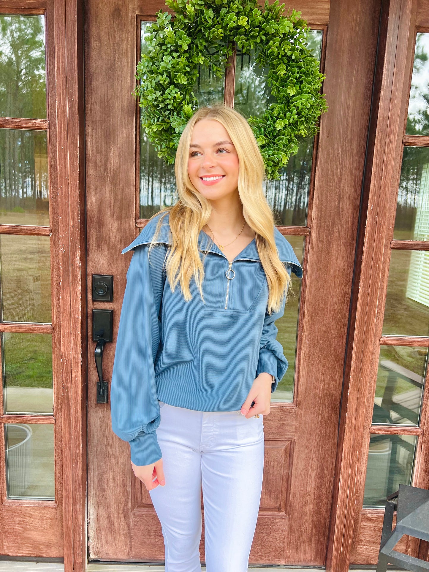 Elizabeth Pullover in Dusty Blue