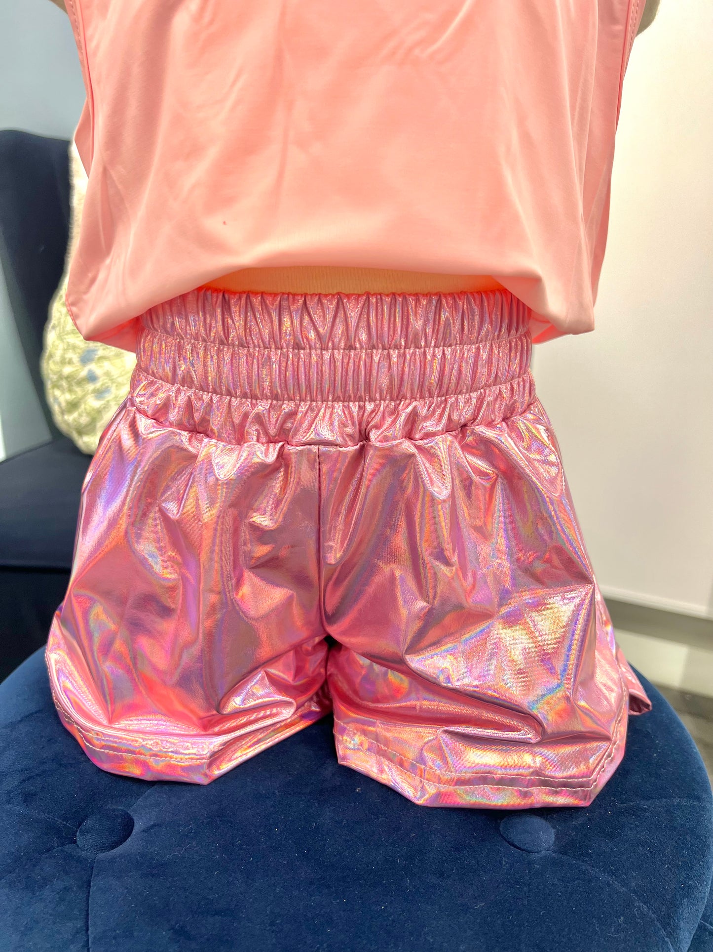 Little Girls Pink Metallic Shorts