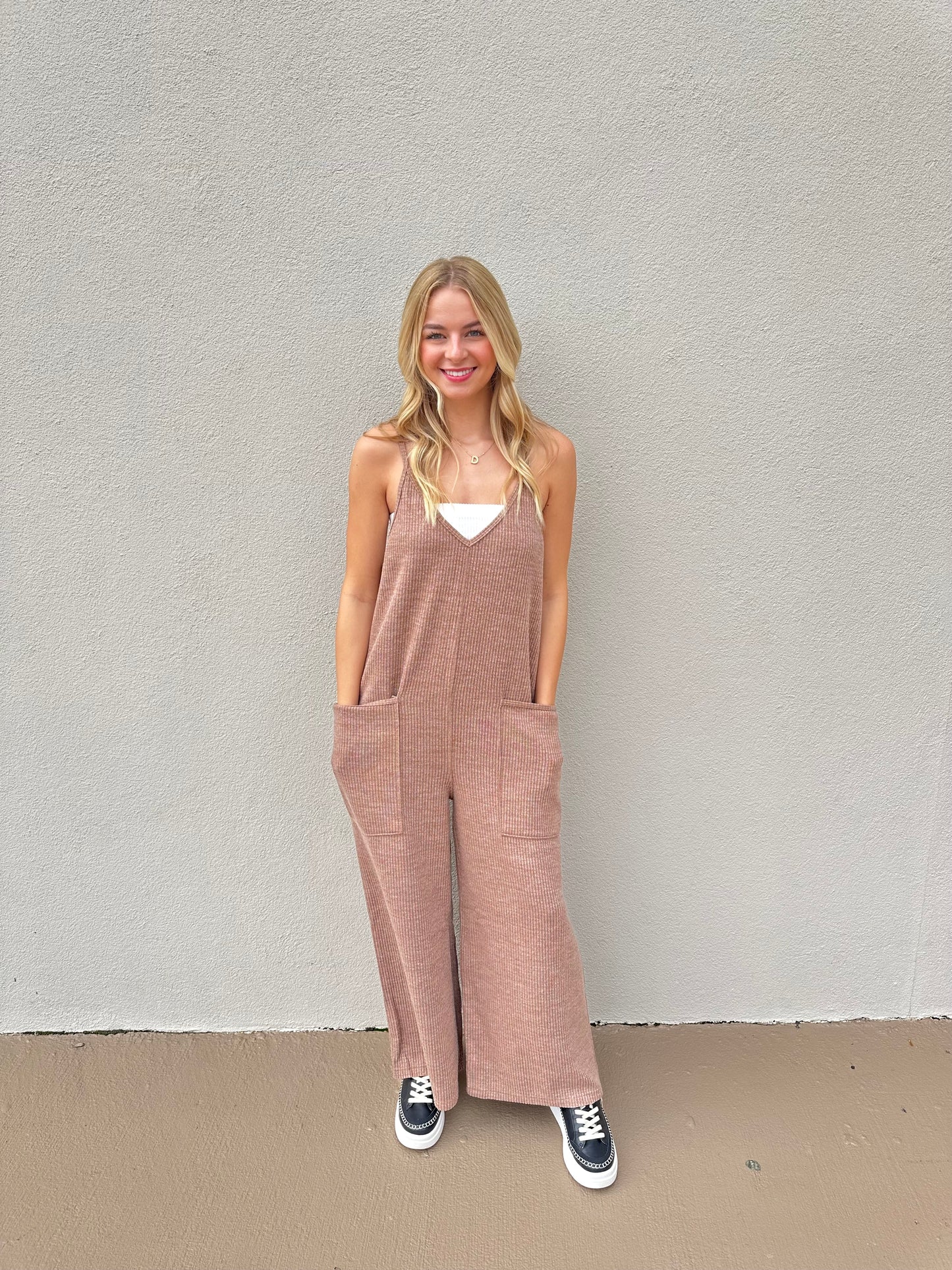 Simply Southern Free Fall Jumpsuit in Sand