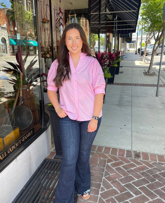 Pretty In Pink Bedazzled Blouse