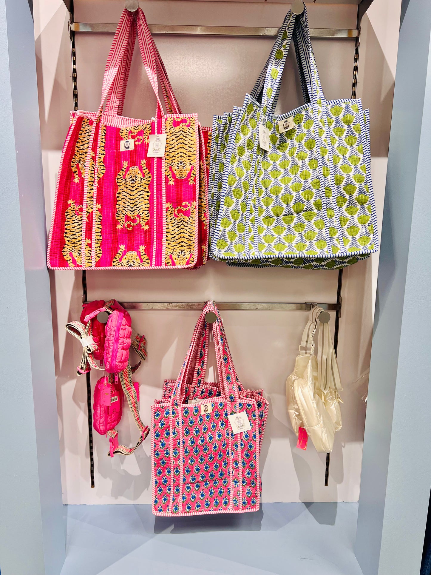 Green Blooms Quilted Tote Bag