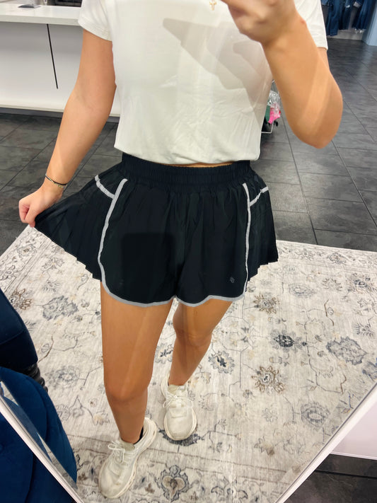 Simply Southern Flowy Running Shorts in Black