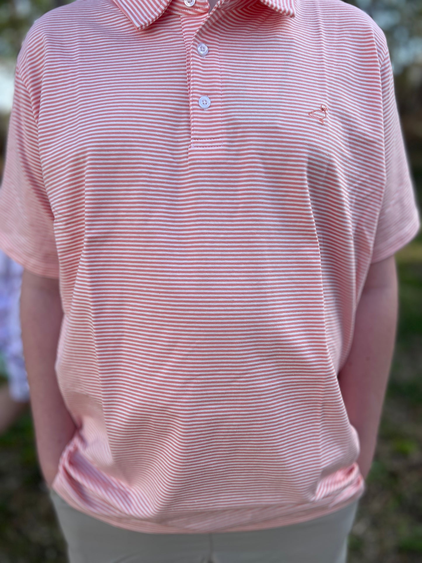 Properly Tied Boys Jackson Polo in Coral Stripe