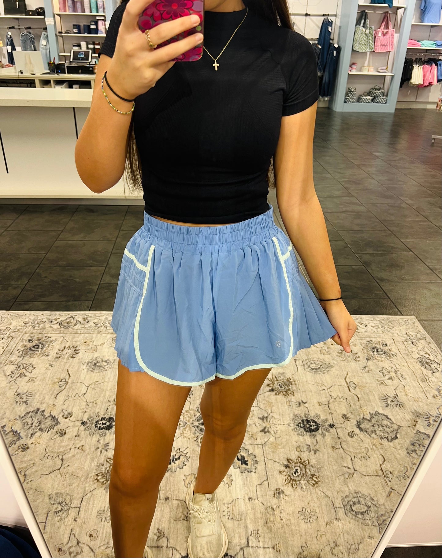 Simply Southern Flowy Running Shorts in Pool
