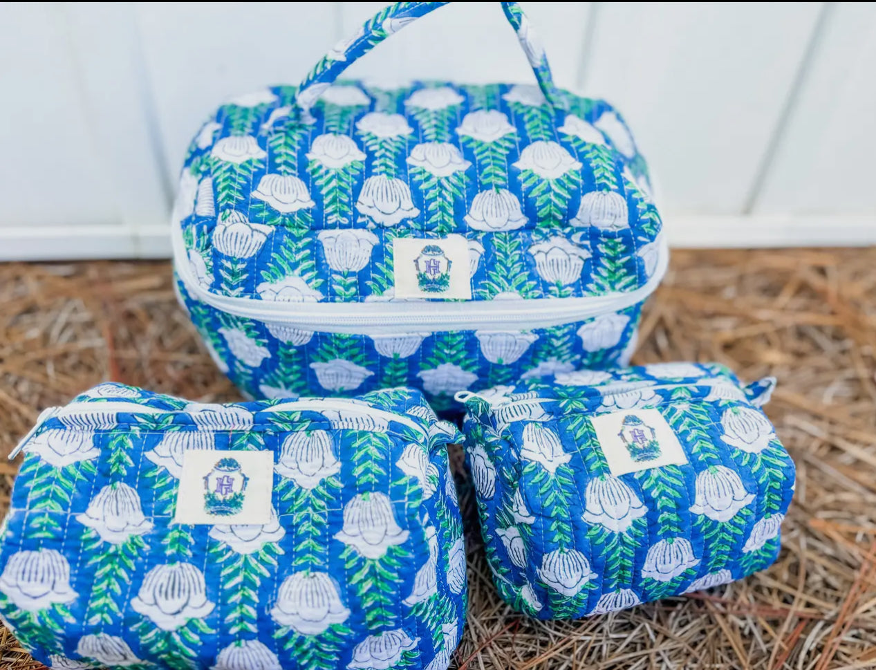 Blue Skies Quilted Cosmetic Bags Set of 3 | Heart of Grace