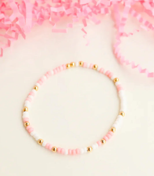 Beaded Blondes Pink and White Sprinkle Bracelet