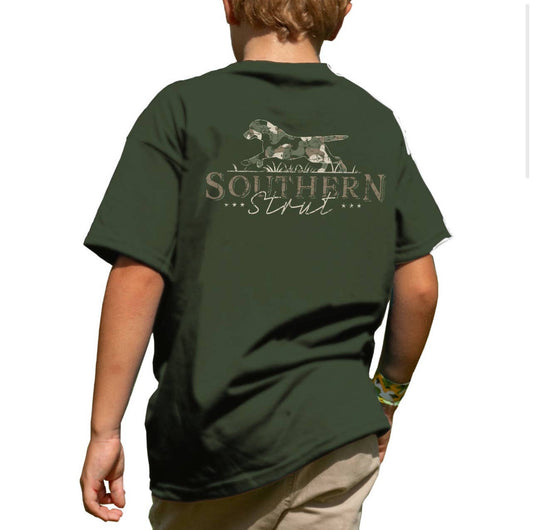 Southern Strut Boys Camo Dog Short Sleeve Tee