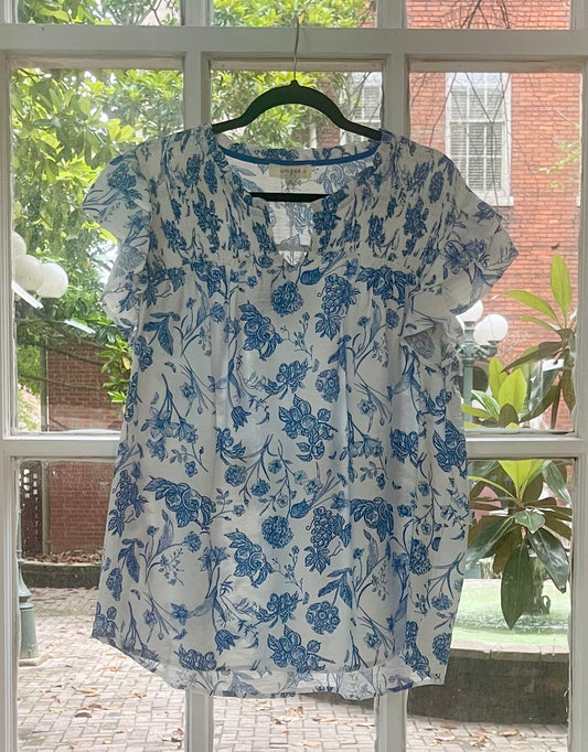 Sky Blossom Plus Size Blouse