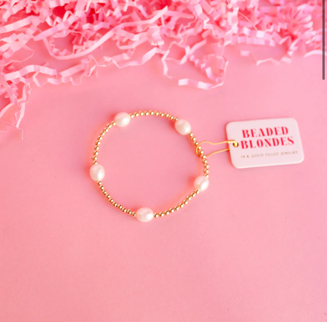 Beaded Blondes Pearl Poppi Bracelet in Gold