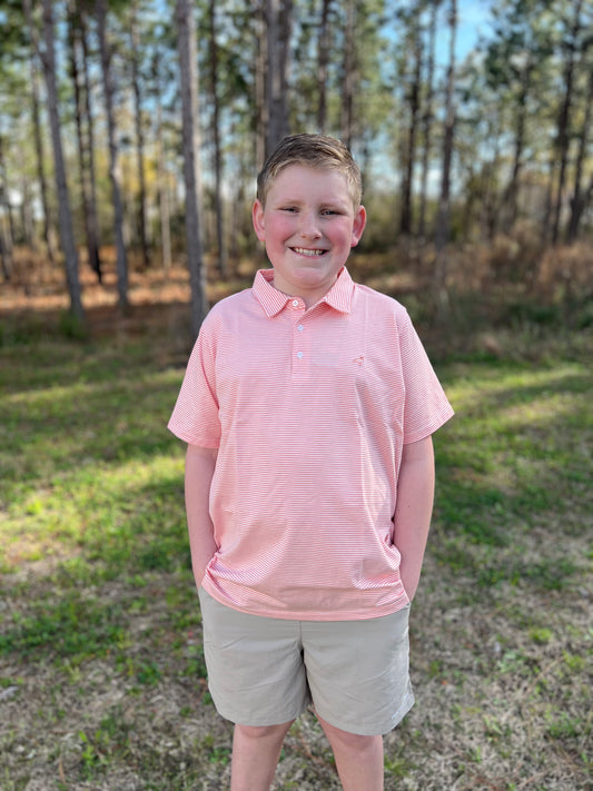 Properly Tied Boys Jackson Polo in Coral Stripe