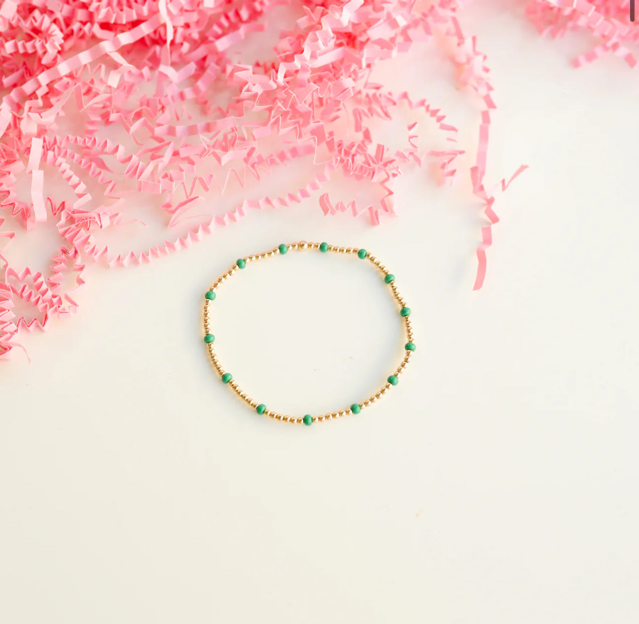 Beaded Blondes Kelly Green Dainty Poppi Bracelet