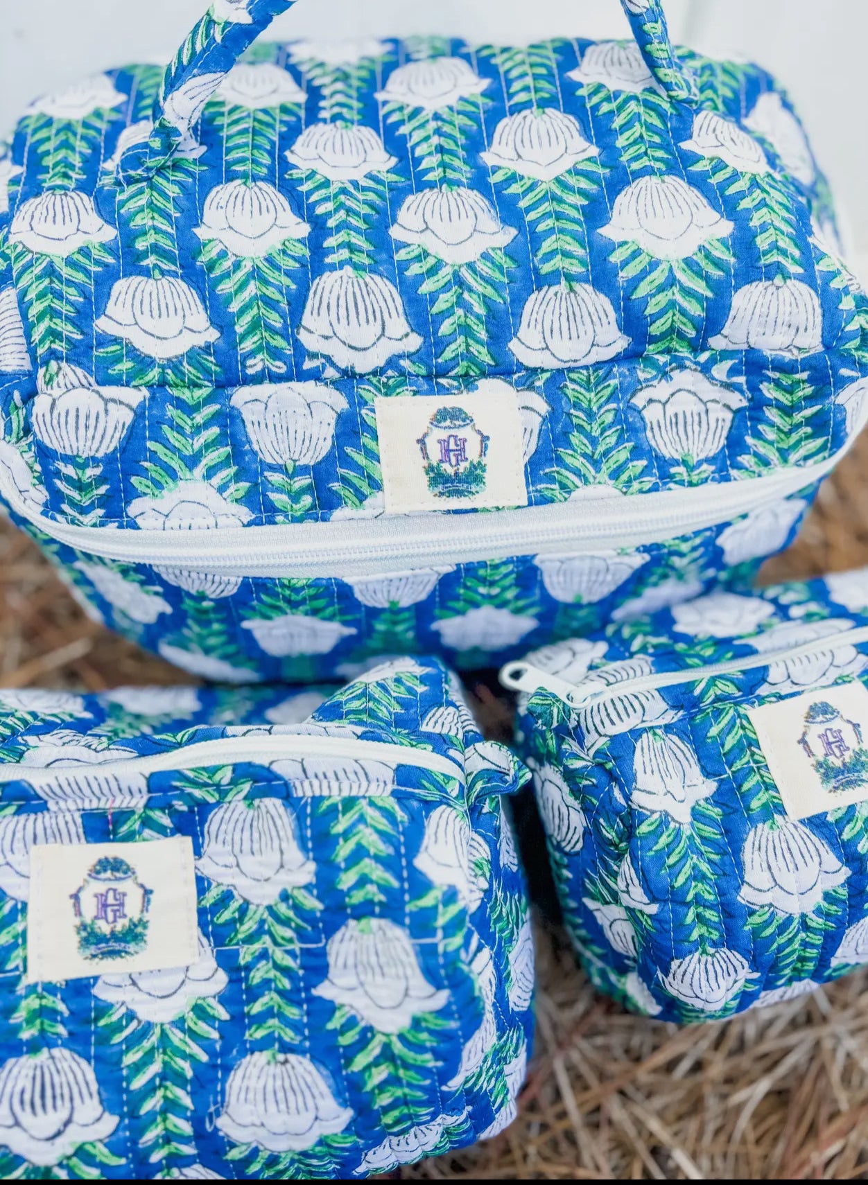 Blue Skies Quilted Cosmetic Bags Set of 3 | Heart of Grace