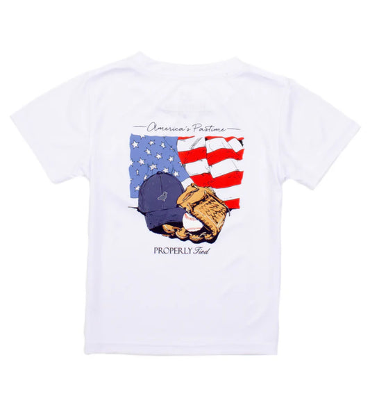 Boys Short Sleeve Performance Tee in Americas Past Time | Properly Tied