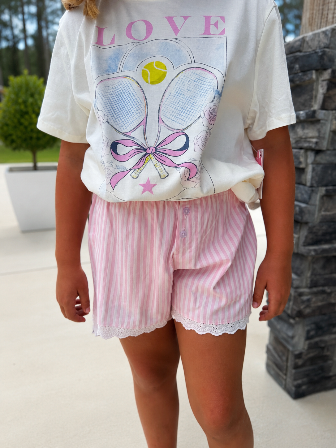 The Striped Lace Trim Shorts