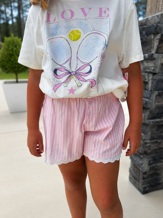 The Striped Lace Trim Shorts